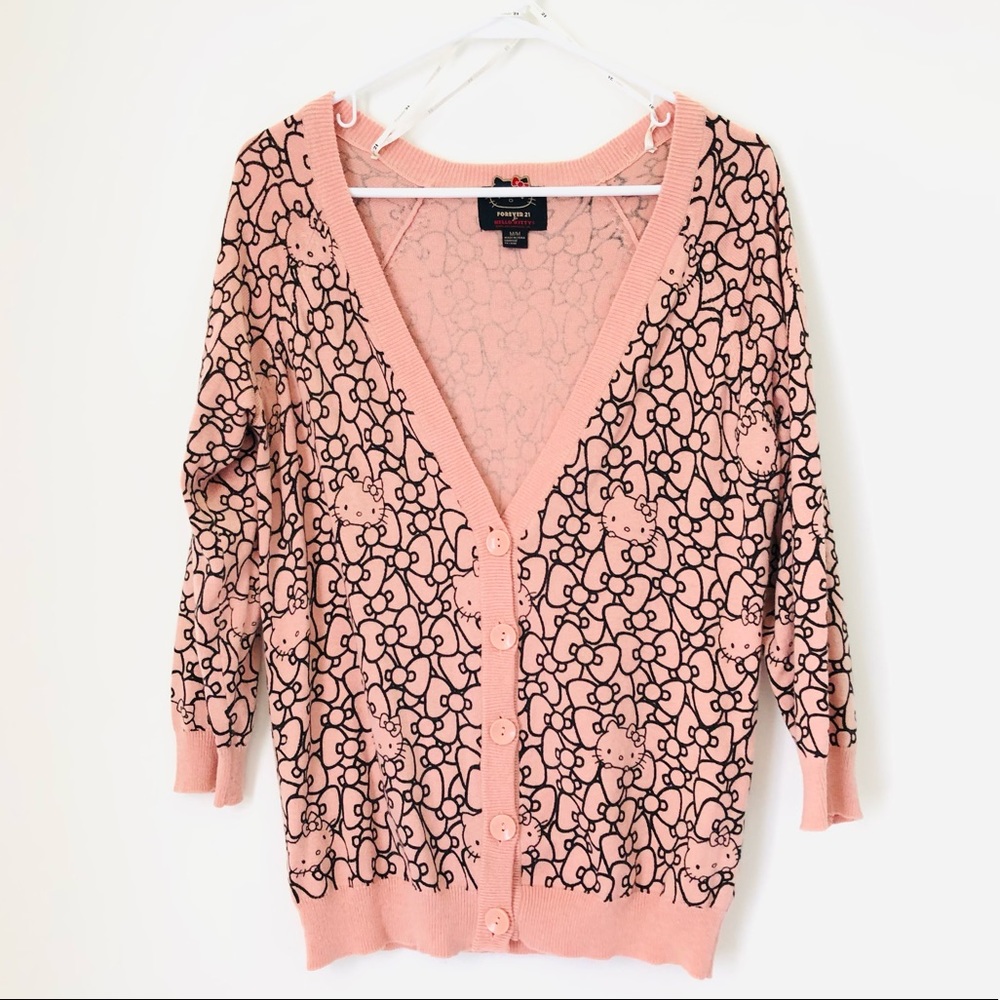 Forever 21 for Hello Kitty Pink V-Neck Cardigan, M